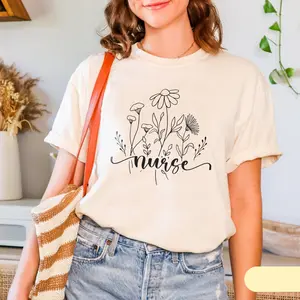 Flower Nurse T-shirt, School Nurse Shirt, Registered Nurse Sweatshirt, School Nurse Gift, Nurse Appreciation Crewneck, Floral Nurse Tee Fit Top