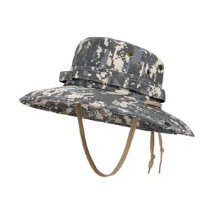 Spring and summer outdoor sunscreen bucket hat men's fishing mountaineering tactical hat camouflage large brim breathable sun hat