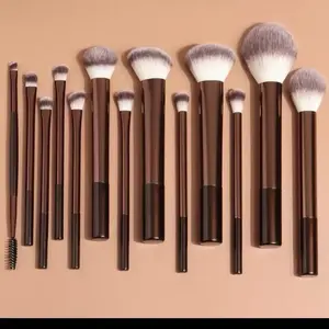 Exclusive Precision Makeup Brush Set Huda Dupe Brush Set 15-Piece High-Quality Synthetic Bristles for Flawless Application