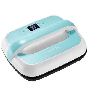 VEVOR Heat Press Machine, 12x 10 inches Portable Heat Press, Dual-Tube Even Heating, Heat Transfer Machine with Precise Temp Control and Auto-Off, Sublimation Machine for T-shirts/Bags, Green+White