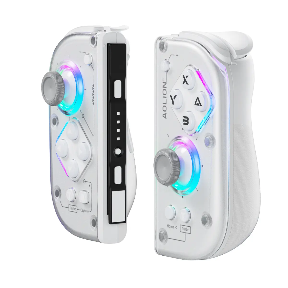 AOLION J20 Detachable Wireless RGB Game Controller for Switch - Hall Effect Joysticks, Ergonomic Grip, Clicky Buttons, Motion Control, Turbo, Adjustable Vibration, Custom Shell, Bluetooth, Cable, Storage Case, Switch Gaming Accessory, Accessories, Handhel