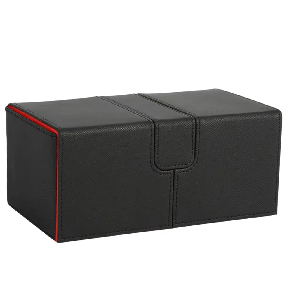 Black & Red 3-Drawer TCG Deck Box - Premium PU Leather Storage