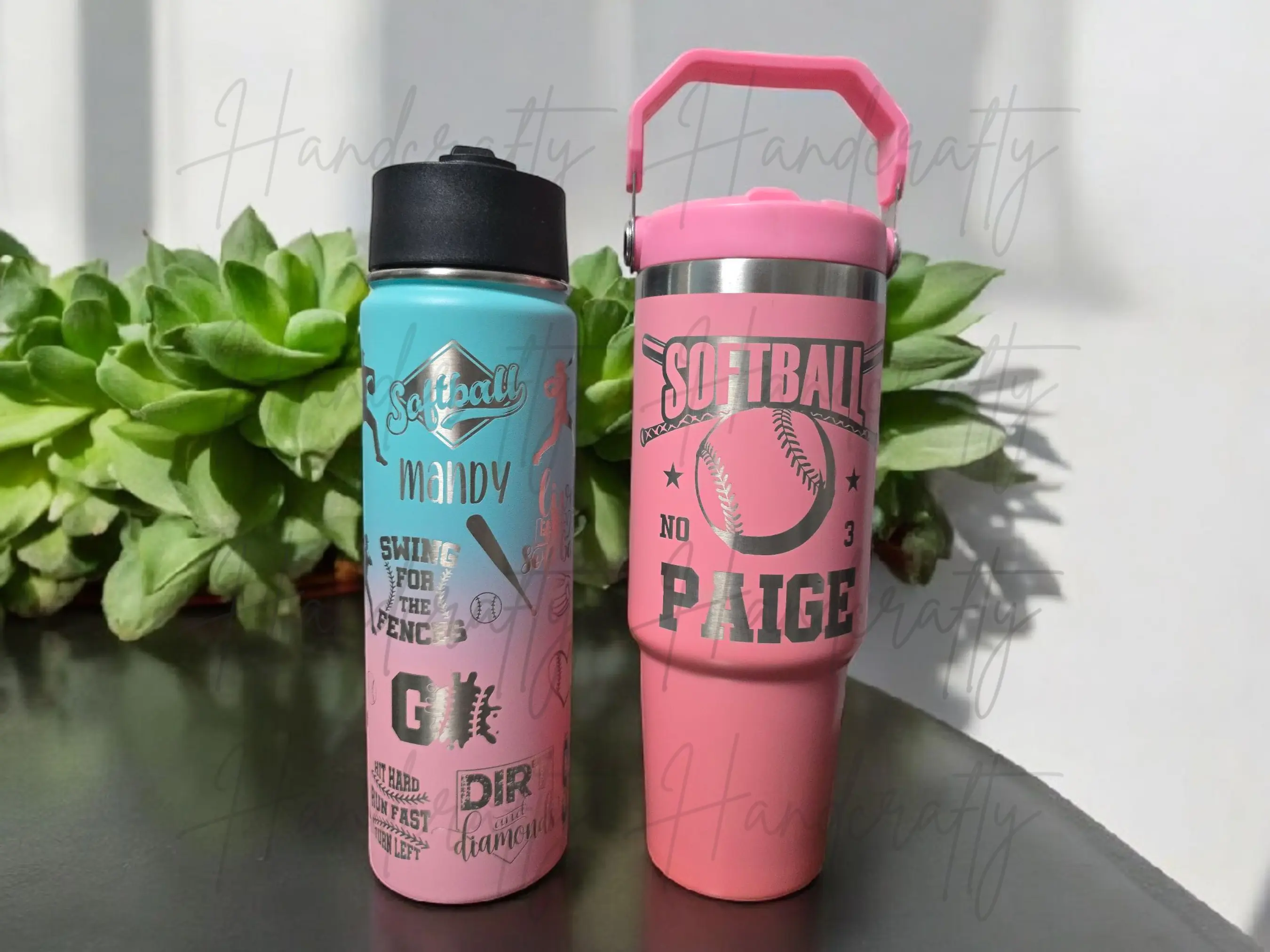 Personalized laser engraved softball flip straw insulated tumbler, softball coach insulated stainless steel tumbler cup, softball team tumbler