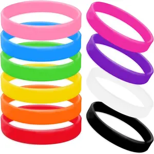 Colored Rubber Bracelets - 100 count Blank  Wristbands for Men Women and Teens