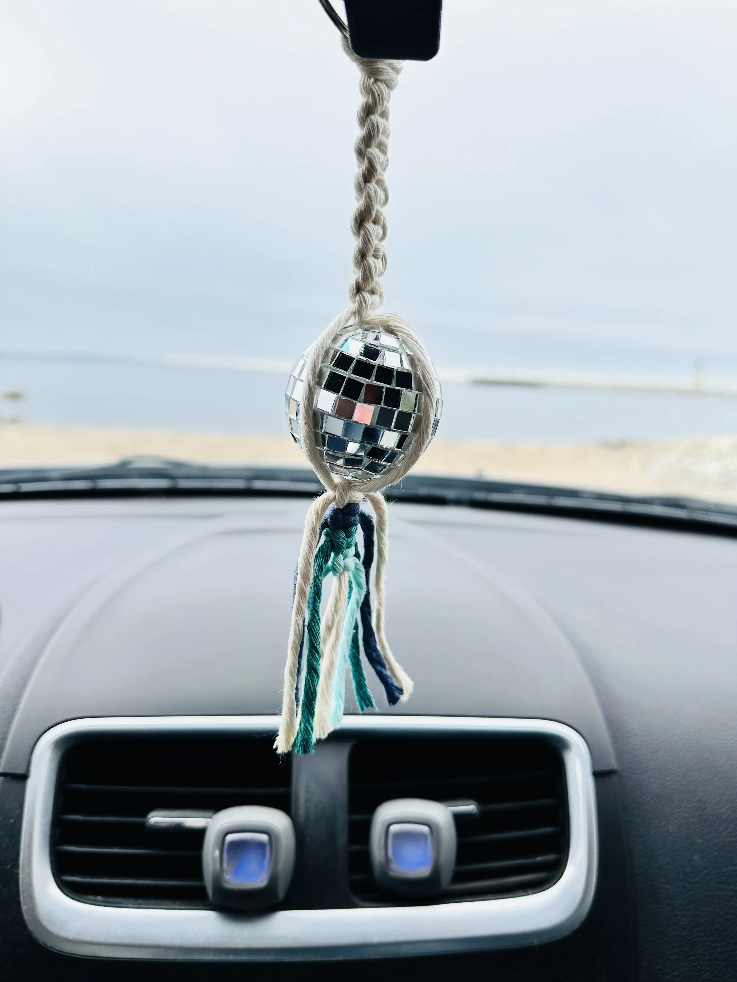 Macrame Disco Ball Car Charm Macrame Disco Ball Car Charm