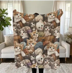 Cute Cat Blanket Sherpa Fleece Blanket for Cat Lovers Cute Cat Sherpa Fleece Blanket Cat Mom Blanket Cat Mom Gift Cat Throw