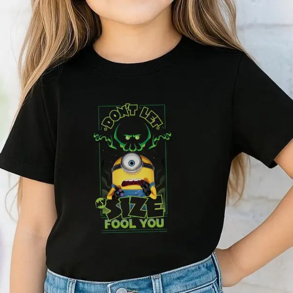 Minions & Monsters Don't Let My Size Fool You Baby Tee , Kids Graphic Shirt, Unisex Toddler Tee, Casual Daily Wear Kids Clothing