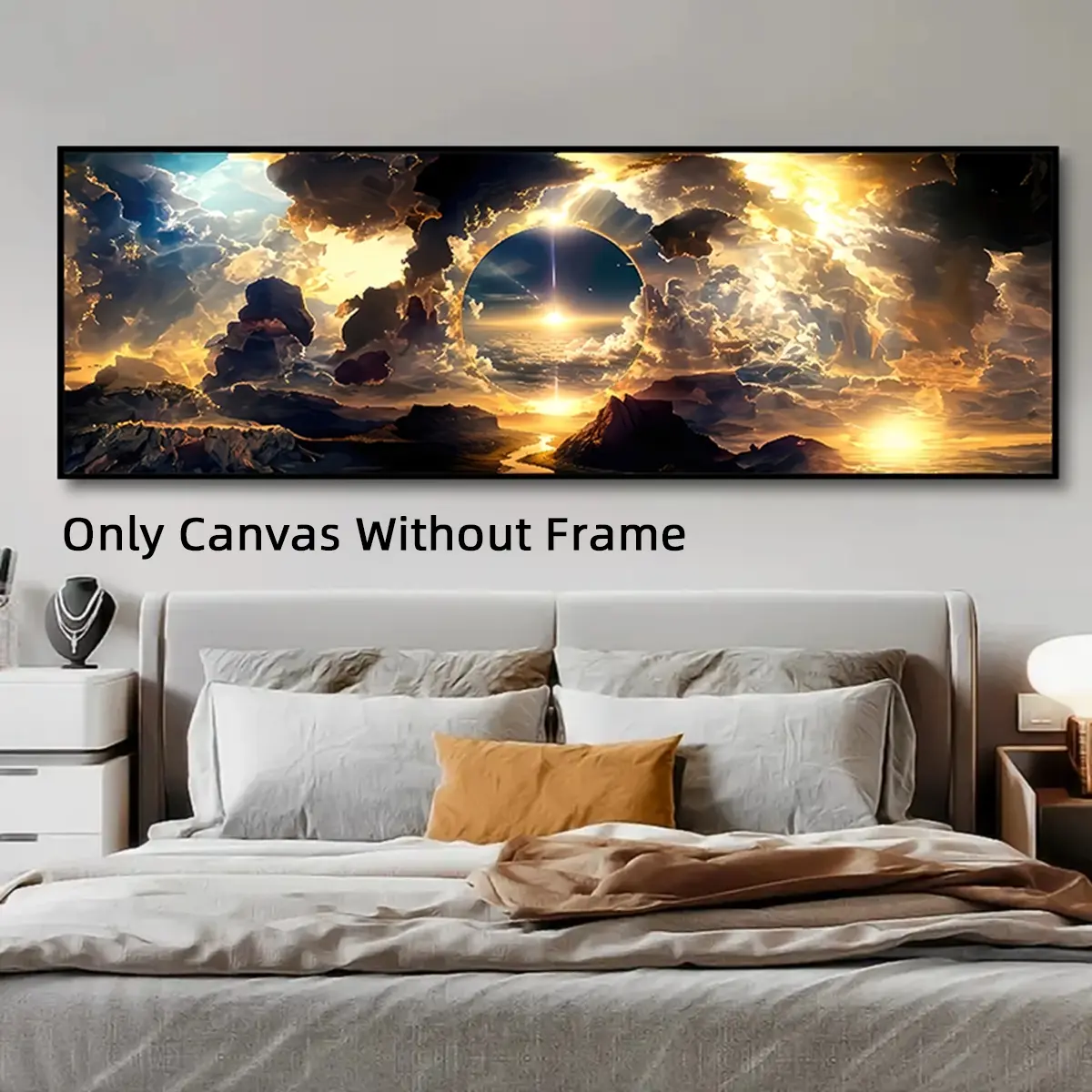 1Pc Unframed Large Size Canvas Poster, Creative Design Print Art Print Fantasy Dawn Holy Light Wall Art Pictures Painting Wall Art For Living Room,Bedroom Home Decor, Aesthetic Room Decor, Artwork Wall Painting For Gift, Modern Home Decor