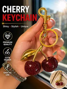 High-Profile Cherry Keychain, Style Glitter Cherry Bag Charm, Cute Versatile Clip On Keychain, Perfect Gift for Women, Handbag Accessory