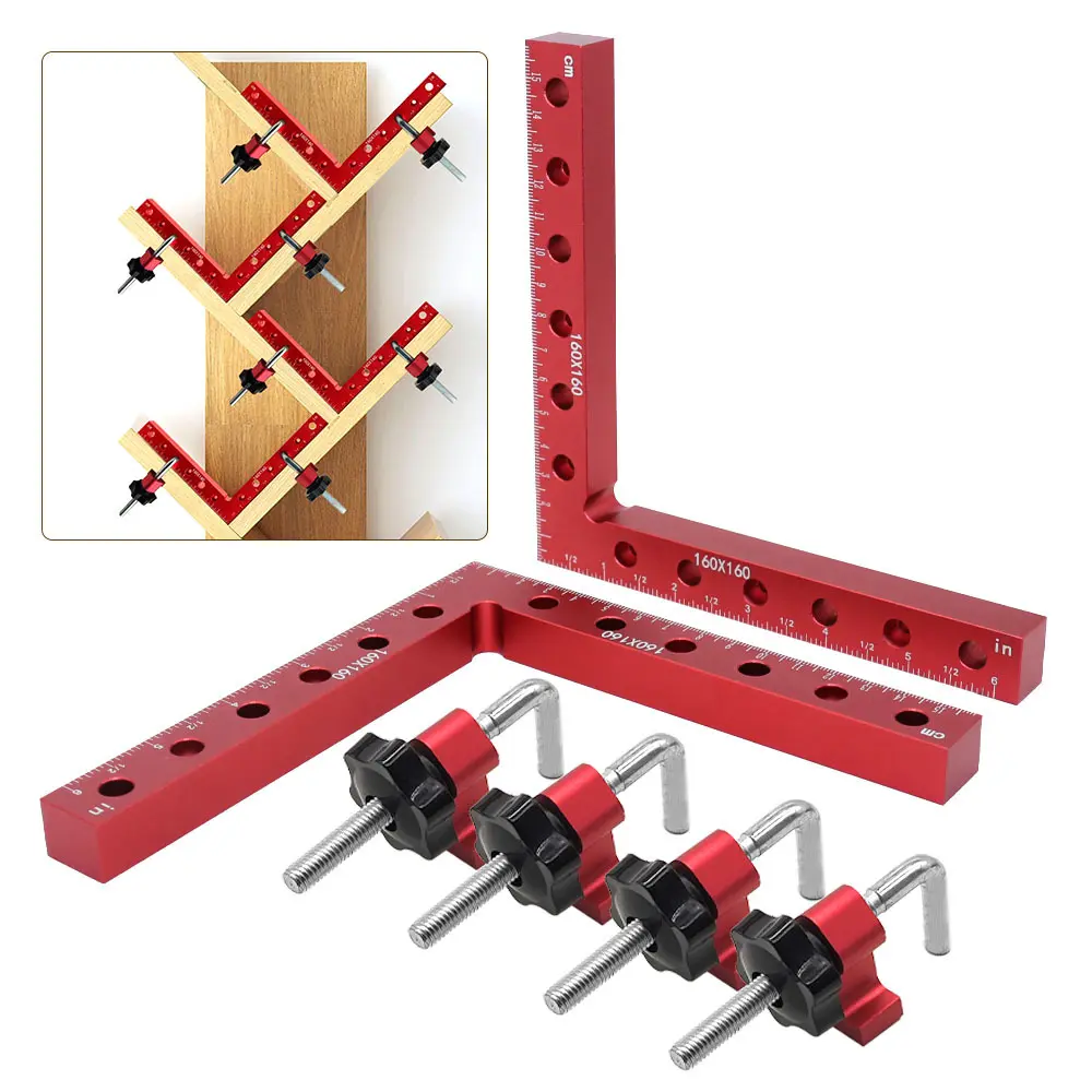2-piece set (6.3 "* 6.3") carpenter's square positioning clamping tool, aluminum alloy corner clamp, 90 degree square right angle fixture for carpenters, Heavy Duty Hardware