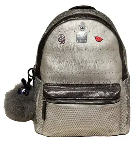 Pre-owned MCM Silver Leather Backpacks Special Edition Swarovski Crystal Backpack with Rabbit Charm