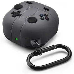 Compatible with Samsung Galaxy Buds FE/Galaxy Buds 2 Pro/Buds Pro/Buds 2 Case, Cute Funny Cool Game Player Design Silicone Protective Case (Gray)