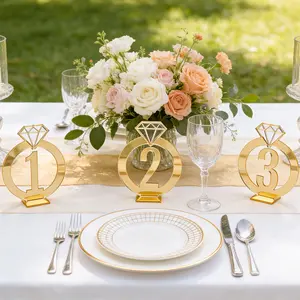 DOOKEBWS Elegant Sparkling Diamond Wedding Table Numbers 1-30 with Stand - Thick Acrylic Number Plaques Suitable for Weddings, Birthdays, Anniversaries - Durable Table Sign for Reception Decor, Centerpieces & Place Markers