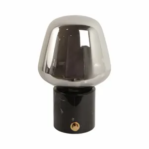 Sagebrook Home 51380 12 x 8 in. Glass Shade on Marble Base with Switch, Black