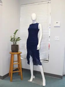 Women's Ruched Sleeveless Bodycon Midi Dress, High Slit