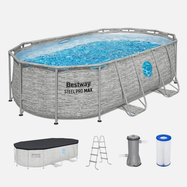 Bestway Power Steel Swim Vista 14' x 8'2" x 39.5" Above Ground Swimming Pool Set