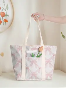 Butterfly Print Large Capacity Tote Bag, Casual Commuter Shoulder Backpack with Zipper Closure, Ideal for Gym Beach Work Travel