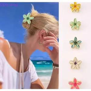 Korean Style Flower Hair Claw Clip, Large Shark Clip Y2K Hair Accessories, Strong Hold Hair Clip for Women, Cute Aesthetic Back Head Styling for Summer, Beach & Daily Wear