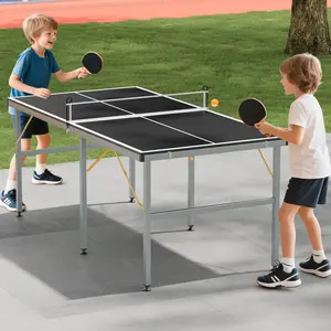 Foldable Portable Ping Pong Table 6x3 ft, Professional Indoor/Outdoor Table Tennis Game Set with Net, 2 Paddles & 3 Balls for Backyard, Garage, Party, Family Games, No Assembly Required