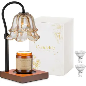 Candle Warmer Lamp with Timer: Flower Black Candle Lamps Height Adjustable Vintage Home Bedroom Decor Mom Birthday Gift for Women