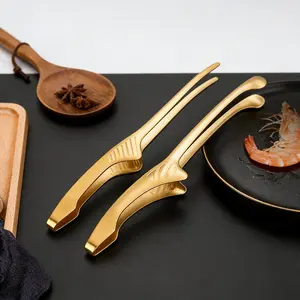 2pcs Stainless Steel Barbecue Tongs, Silver Color and, Pointed and Round Tips, Korean Cuisine Food Clips, Bread Dessert Steak Grill Meat Clippers