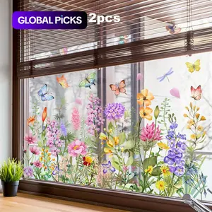 Butterfly & Flower Pattern Window Clings Sticker, 1 Sheet Reusable Waterproof Window Decal, Decorative Sticker for Home Office #GLOBAL PICKS