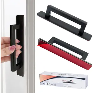 Self-Stick Adhesive Cabinet Handles 6" Stainless Steel No-Drilling Easy Installation for Cabinet Door Window Drawer & Refrigerator Microwave Square Black 2Pack