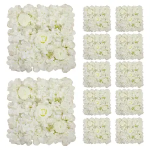 White Flower Wall Backdrop 15x15 Inches: 6/12/24 Packs 3D Floral Rose Wall Panels - Wedding Party Event Background Decorations Photo Set Ornaments