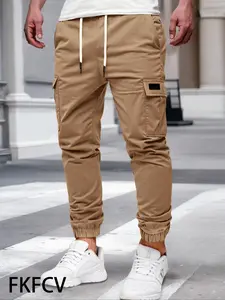 Men's Casual Running Pants, Waterproof Windproof Lightweight Twill, Comfortable Drawstring Waist, Outdoor Activity Wear