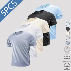 Must-Have 5PCS Sport Tee Pack! |   Men's Breathable Workout Shirts |   Casual Gym & Running T-Shirts
