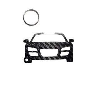 Carbon Fiber keychain for Audi R8 Type 42 Spyder (2006-2012) 1st Generation Inspired Keychain Lanyard  front view Glossy Twill