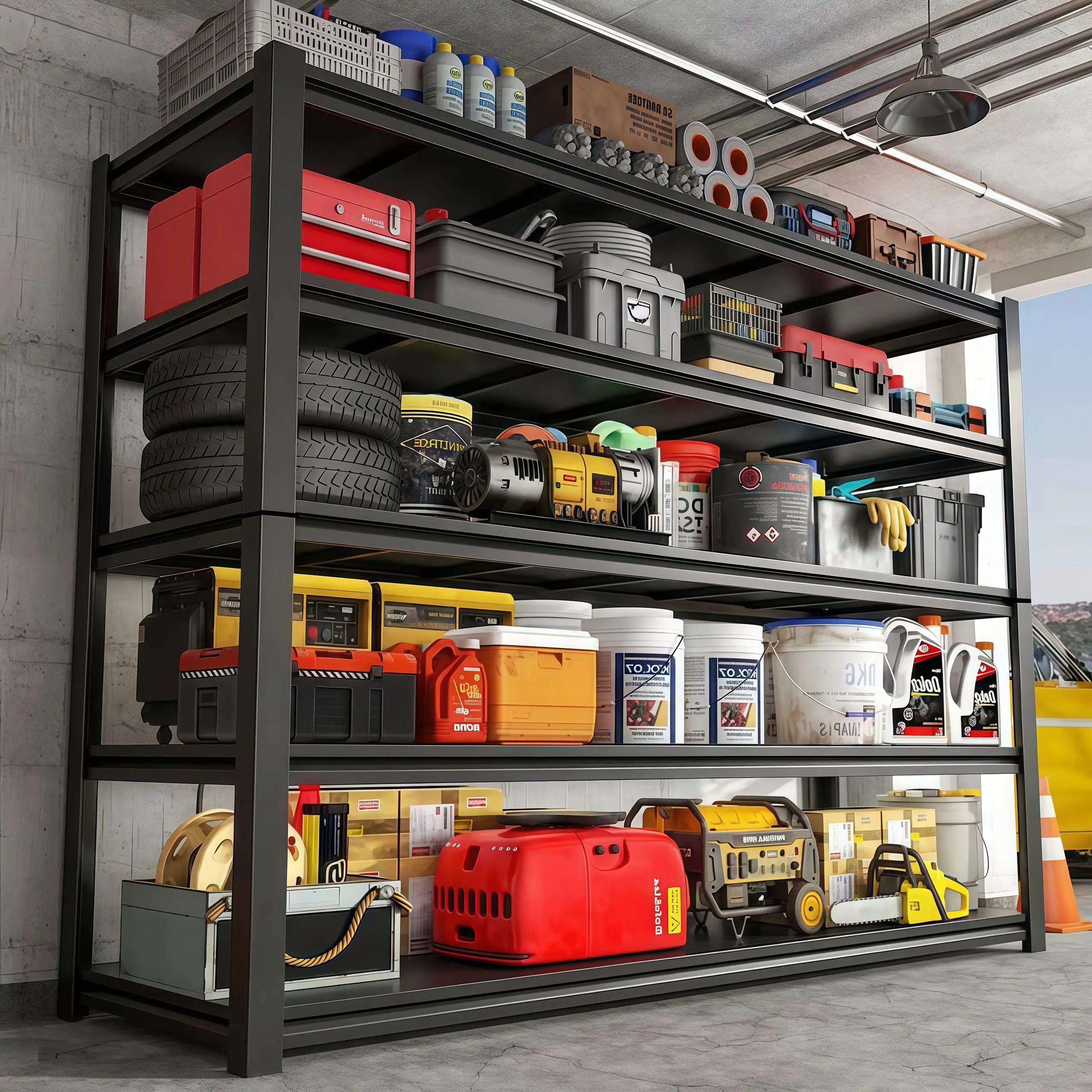 Industrial 5-Tier Adjustable Steel Garage Storage Shelf Unit - 3000 LBS Total Capacity, Multi-Purpose Commercial/Office Furniture Rack for Garage, Basement