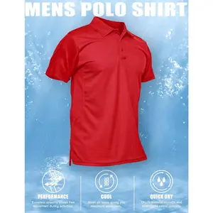 Men's Polo Shirt Quick Dry Performance Short Sleeve Tactical Shirts Pique Jersey Golf Shirt