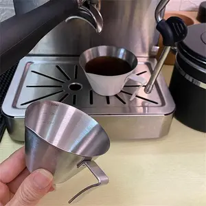 1pc Stainless steel coffee extraction cup with scale; portable ounce cup for espresso coffee dosing cup