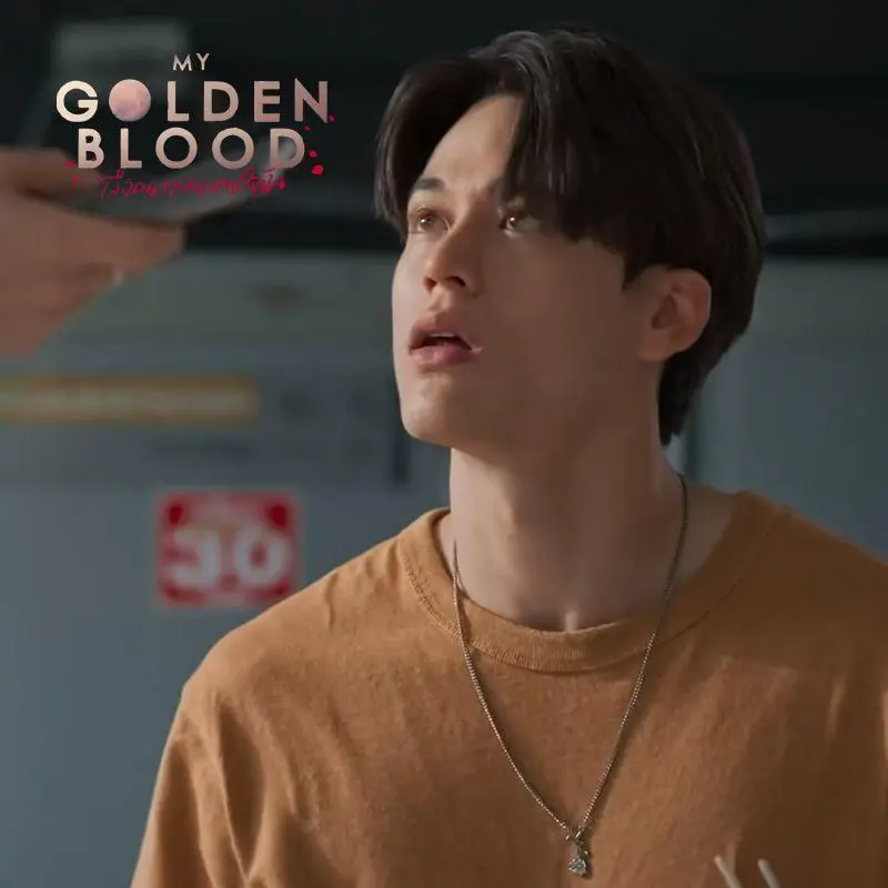 Thai TV My Golden Blood Joss Gawin Cosplay Unisex Silver Rose Pendant, Titanium Steel 40cm Casual Clavicular Necklace, 1 Pcs Couple Gift for Fans, with 5cm Manual Measurement Detail