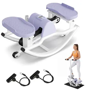【New Arrival 】Rocking Stepper Ski Machine with Armrests, featuring a 3D Motion Stepper Design, Side Stepper Machine for Home Workout - 270 lbs Capacity, Compact & Space - Saving Design, and Built - in Counter