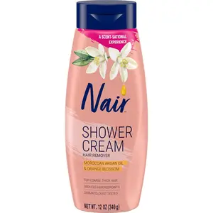 Nair Shower Cream, Quick and Easy Hair Removal Cream with Moroccan Argan Oil and Orange Blossom for Body, 12 Oz  