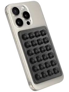 Black StickyGrippy - Suction Phone Case Mount, Silicon Adhesive Phone Accessory for iPhone and Android, Hands-Free Fidget Toy Mirror Shower Phone Holder, Tiktok Videos and Selfies