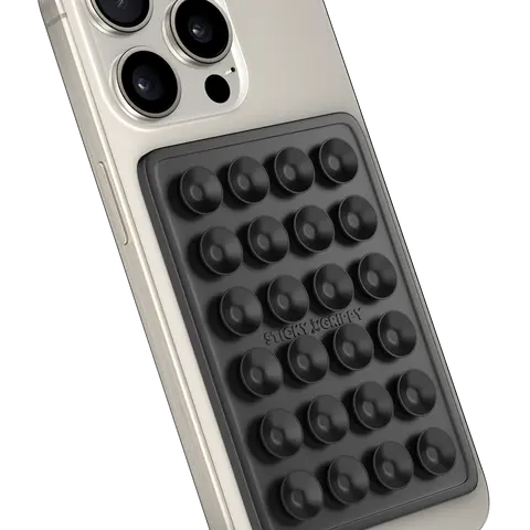 Black StickyGrippy - Suction Phone Case Mount, Silicon Adhesive Phone Accessory for iPhone and Android, Hands-Free Fidget Toy Mirror Shower Phone Holder, Tiktok Videos and Selfies