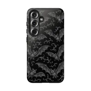 Gothic Victorian Bats Dual Layer Black Galaxy Phone Case