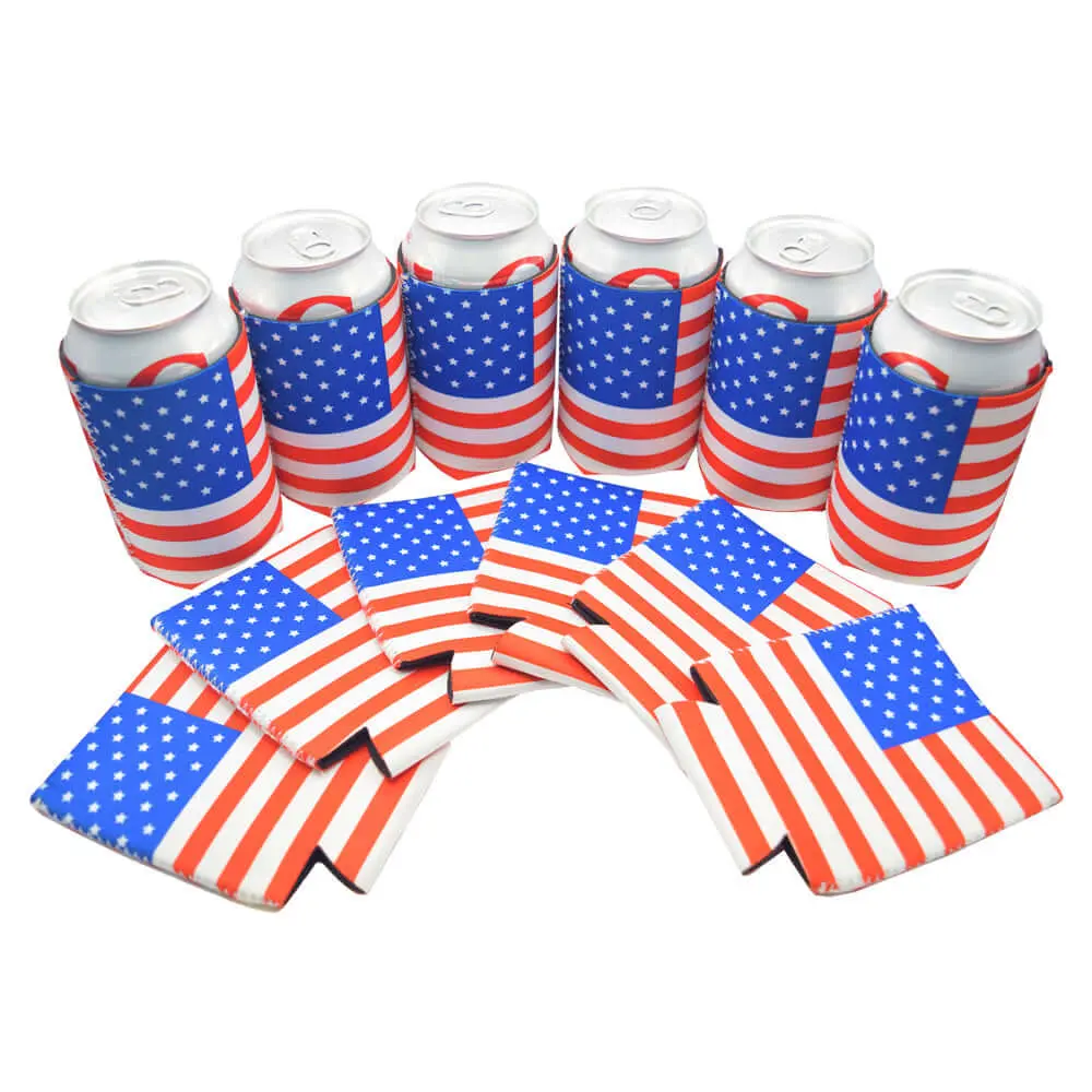 USA Can Koozie 12 Pack Party Bundle - Ideal for Food Storage and Event Organization