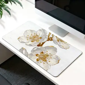 LIVEKEY Modern Cherry Blossom Desk Mat Mousepad, 31.5x15.75in Large Gaming Mousepad, Reinforced Stitched Edges, Non-Slip Base, for Office & Gaming Precise Control