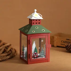 Christmas Theme Holiday Party Decorative Candle Holder, Nordic Style Hand-Painted Windproof Glass Incense Candle Stand