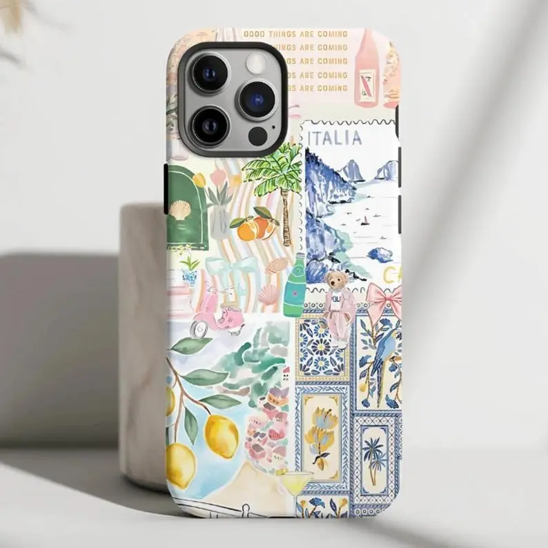 Coquetttee Italian Summer Collage Phone Case, Coastal Italy Phone Case,phone  Case Suitable for Iphone 11/12/13/14/15/16/17 Pro Promax Plus AirGift for  Her, Mom Gift - TikTok Shop