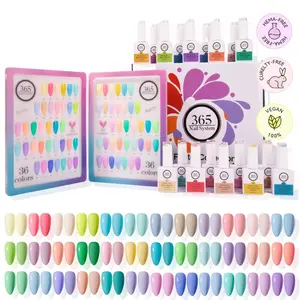 365 Nail System : 15ml / 0.5 oz Pastel Gel Polish - Spring Gel Nail Polish Set - Macaron Candy Sweet Gel Polish - Easter Gel Polish Soak Off UV LED Gel Nail Polish 36PCS + 3 Free + (Free Sample Book)