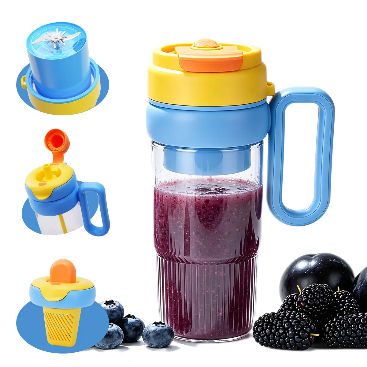 700ML Portable Blender for Kitchen Appliances, USB Rechargeable Handheld Juicer with LED Display, 20000 RPM, Food Grade BPA-Free, Self-Cleaning Ice Crusher for Smoothies, Portable Blenders