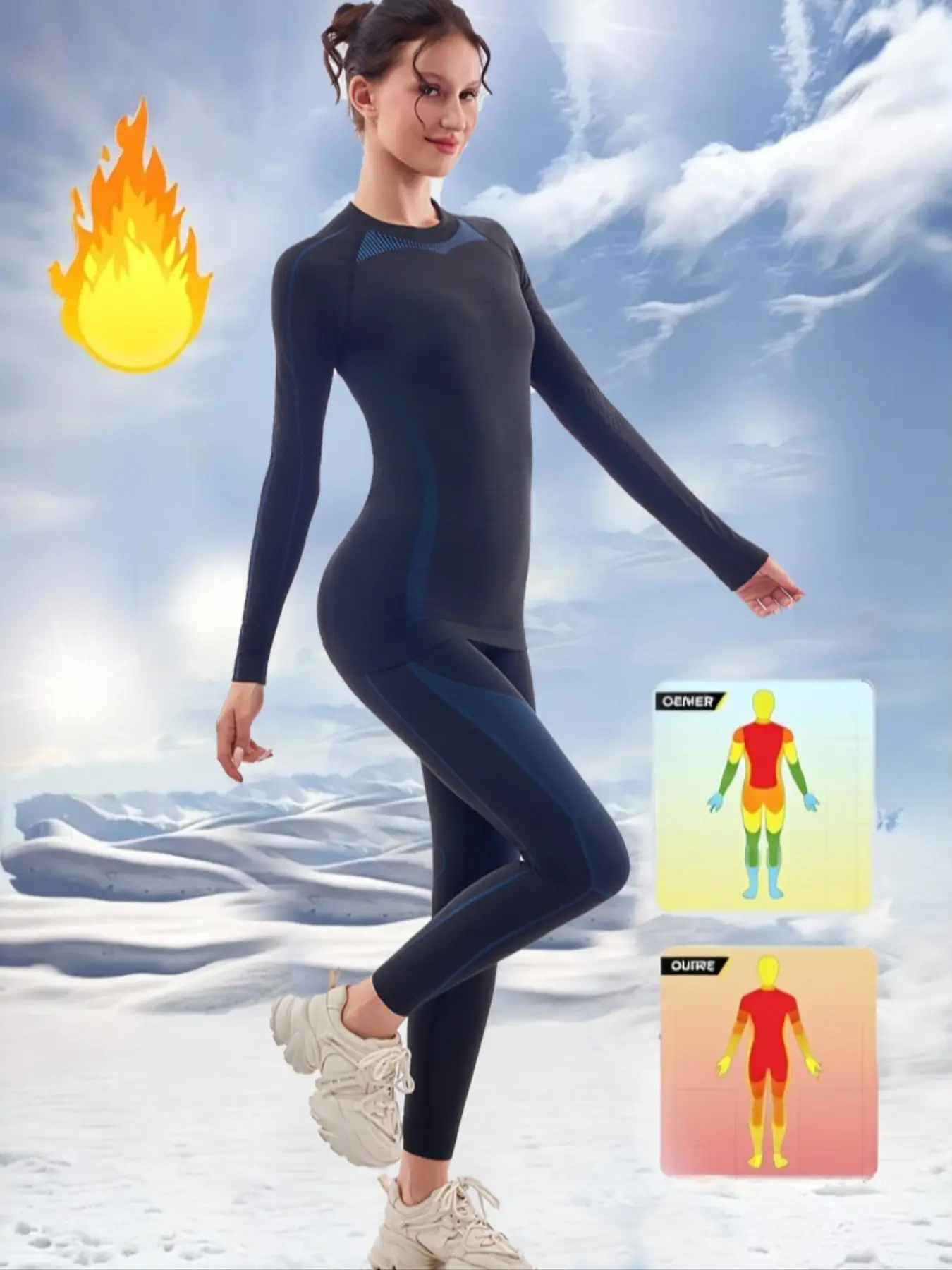 Long Johns Thermal Underwear for Women Outdoor Skiing Winter Warm Hunting Gear Fleece Lined Geometric Base Layer Set Top Bottom