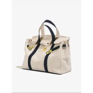 High-End Canvas Bag with Unique Design, Colorblock Handbag, Large Capacity Commuter Bag, Versatile Everyday Use