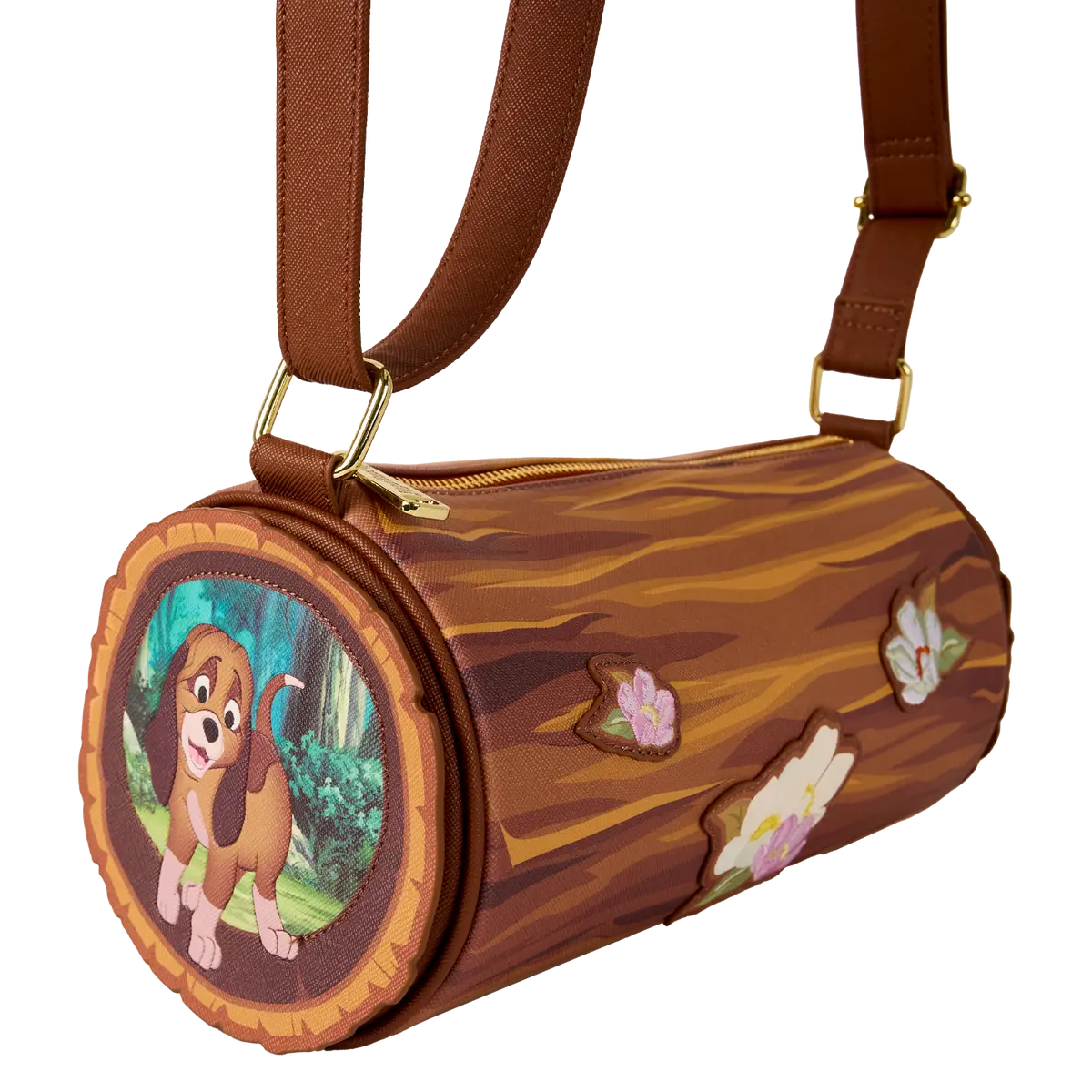 The Fox and the Hound Forest Floral Log Figural Crossbody Bag