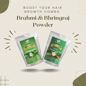100% natural Brahmi & Bhringraj Hair Growth Combo promotes healthy hair. Unisex, gentle, smooth, and comfortable haircare solution Powder